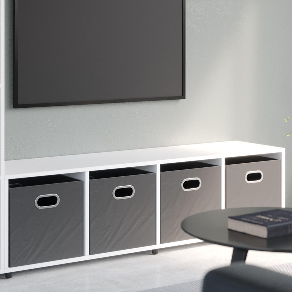 RAUMTEILER Ludus Weiß 142.5 x 36.2 cm mit 2 Faltboxen - Weiß, Holzwerkstoff (142.5/36.2/33cm) - Vicco