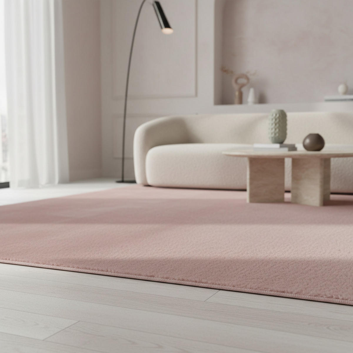 KURZFLORTEPPICH Waschbar ISAR, einfarbig, aus Polyester, Rosa, 240 x 340 cm - Rosa, Textil (240/340cm) - KADIMA DESIGN