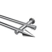 GARDINENSTANGEN-SET Platon Elanto 280 cm (geteilt in 2 x 140 cm), 2-läufig (ohne Ringe), 20 mm Ø Chrom - Chromfarben, Metall (280cm) - INTERDECO