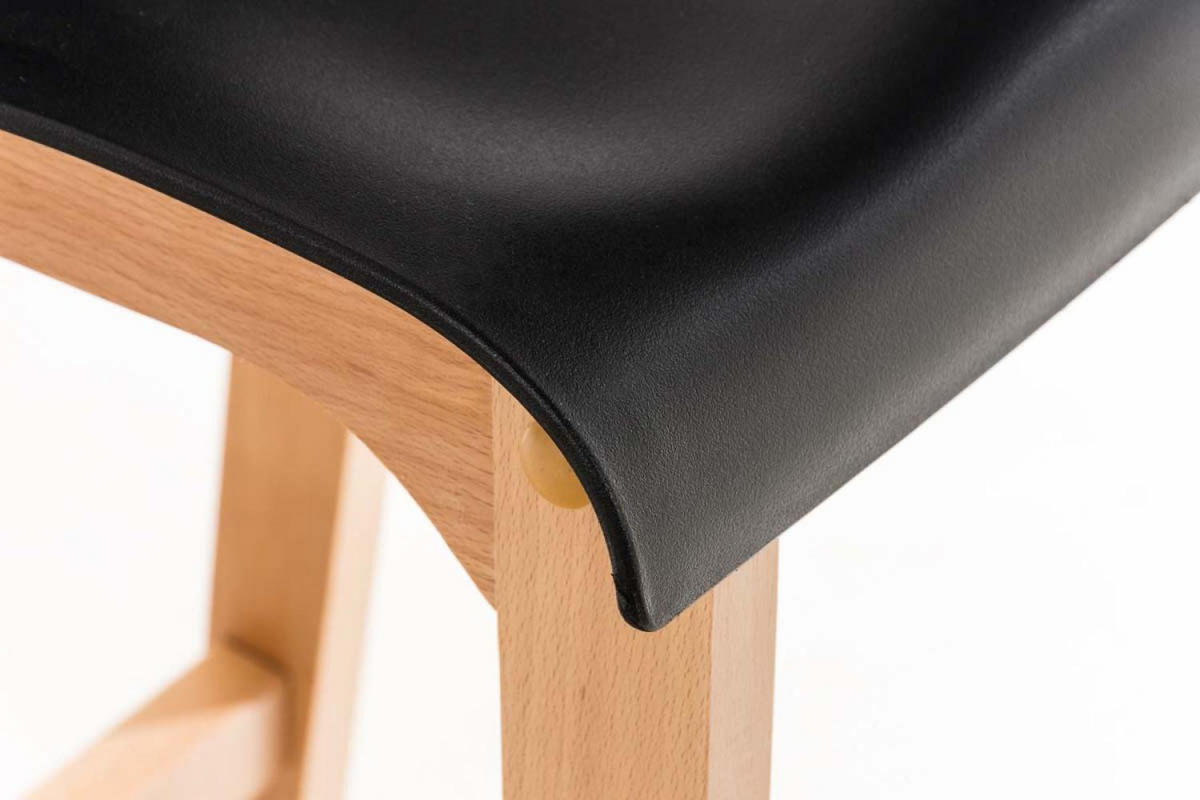 BARHOCKER 2er Set Holz schwarz - Eukalyptusholzfarben/Schwarz, Holz (41/101/46cm) - CLP