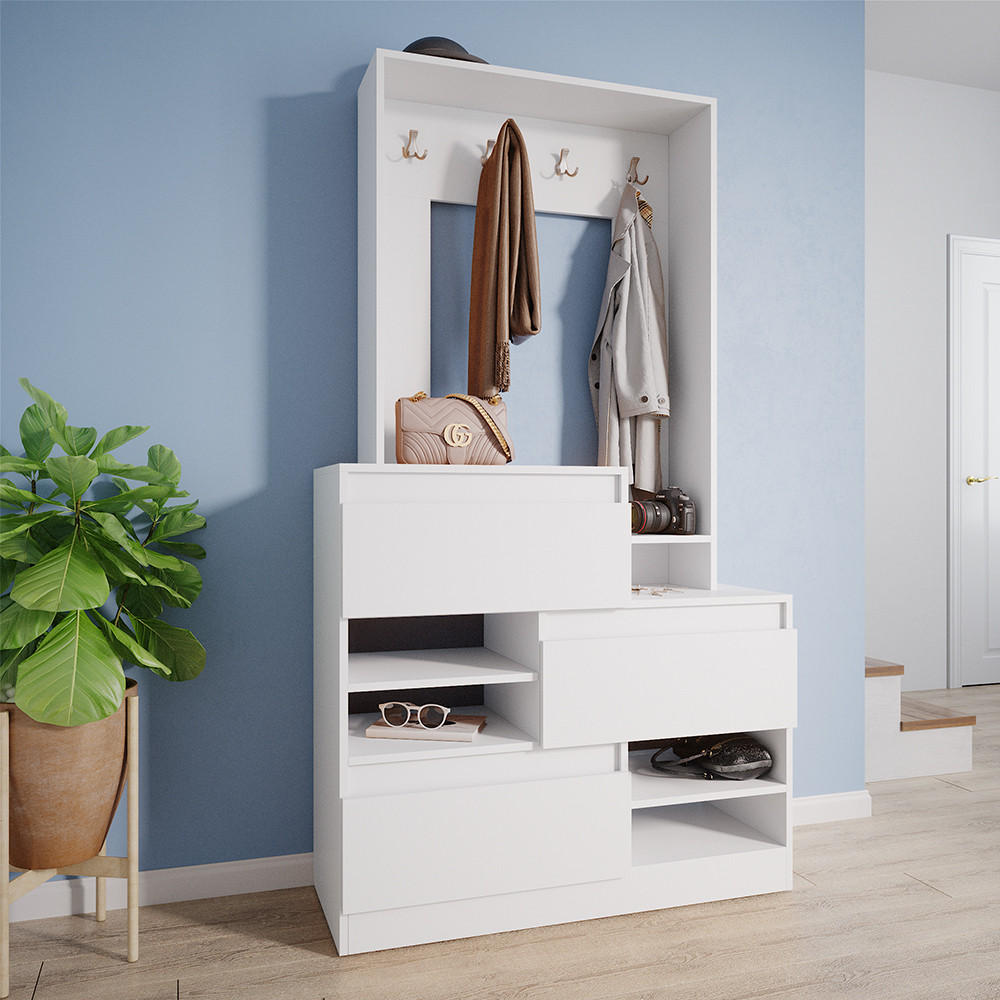 GARDEROBE Evia Weiß 100 x 180 cm - Weiß, Holzwerkstoff (100/180/39cm) - Vicco