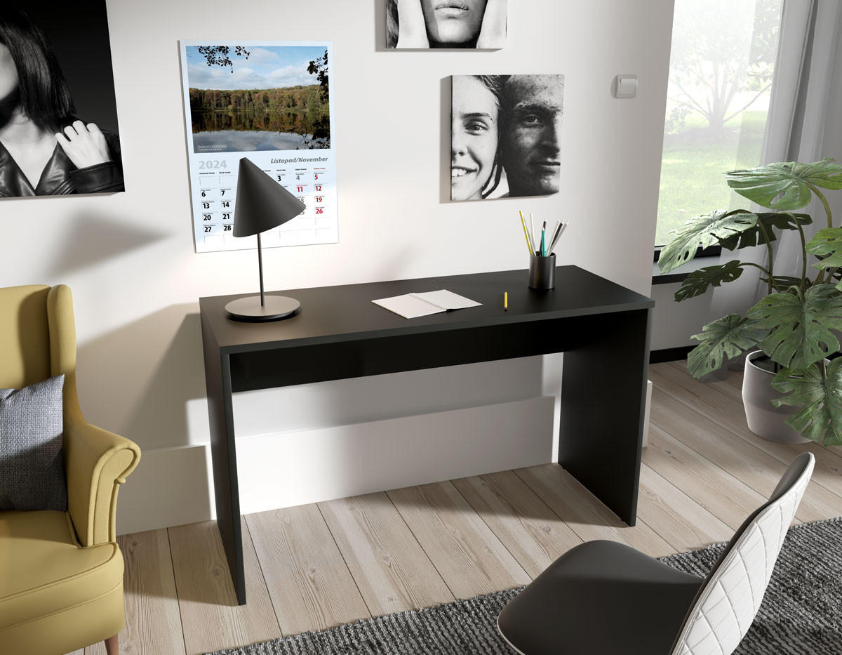 SCHREIBTISCH AMATO 130x50x75 cm Bürotisch Computertisch, Schwarz - Schwarz, Holzwerkstoff (50/130/75cm) - MASSENO