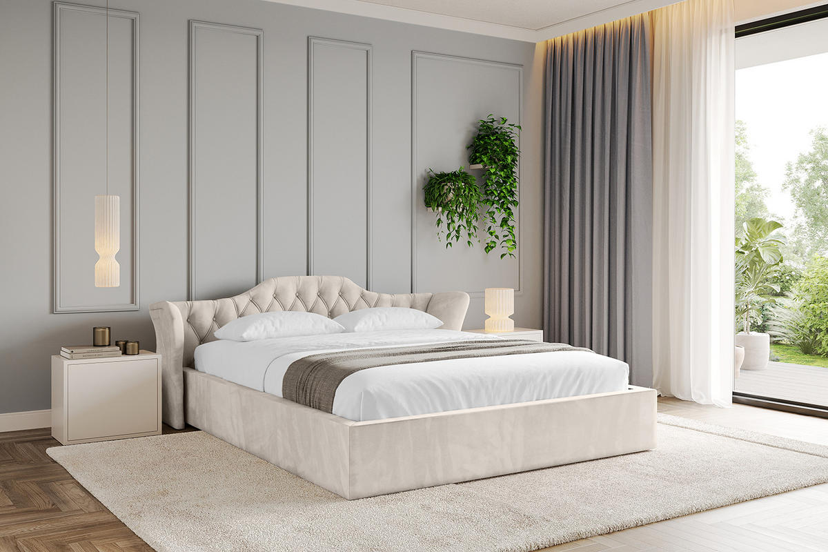 POLSTERBETT mit Bettkasten und Lattenrost, Boxbett ohne Matratze - ZORAN-V1 120x200 Beige - Beige, Holzwerkstoff/Textil (120/200cm) - ALTDECOR