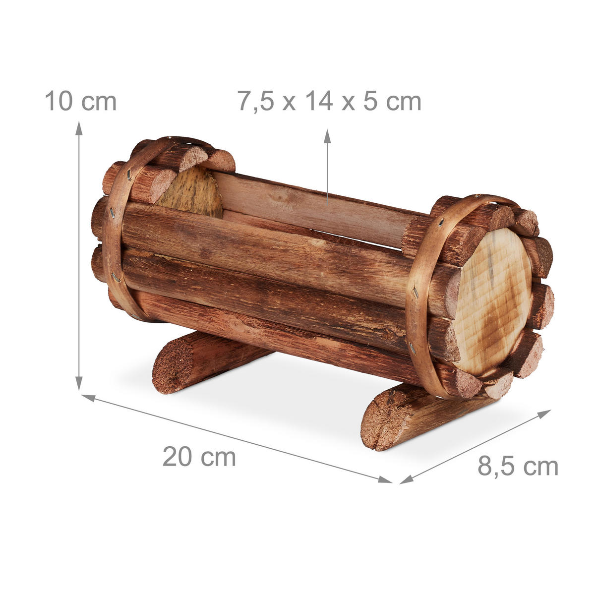 2XPFLANZENGEFÄSS - Braun, Holz (20/10/8.5cm) - Relaxdays