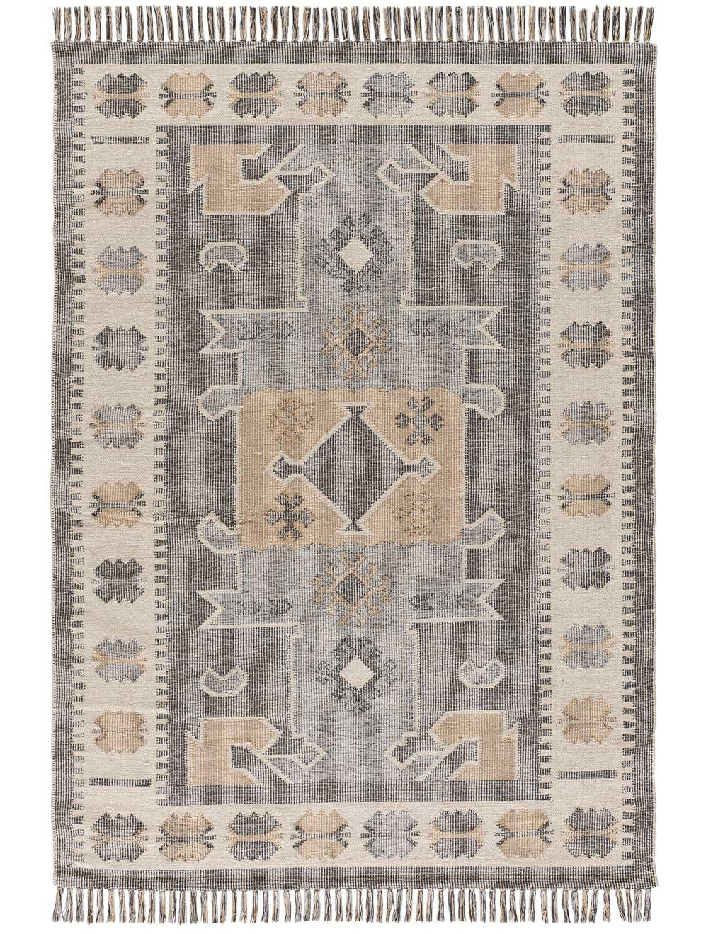 HANDWEBTEPPICH Grau Chandia 120/170 cm - Beige/Multicolor, Naturmaterialien (120/170cm) - Atticgo