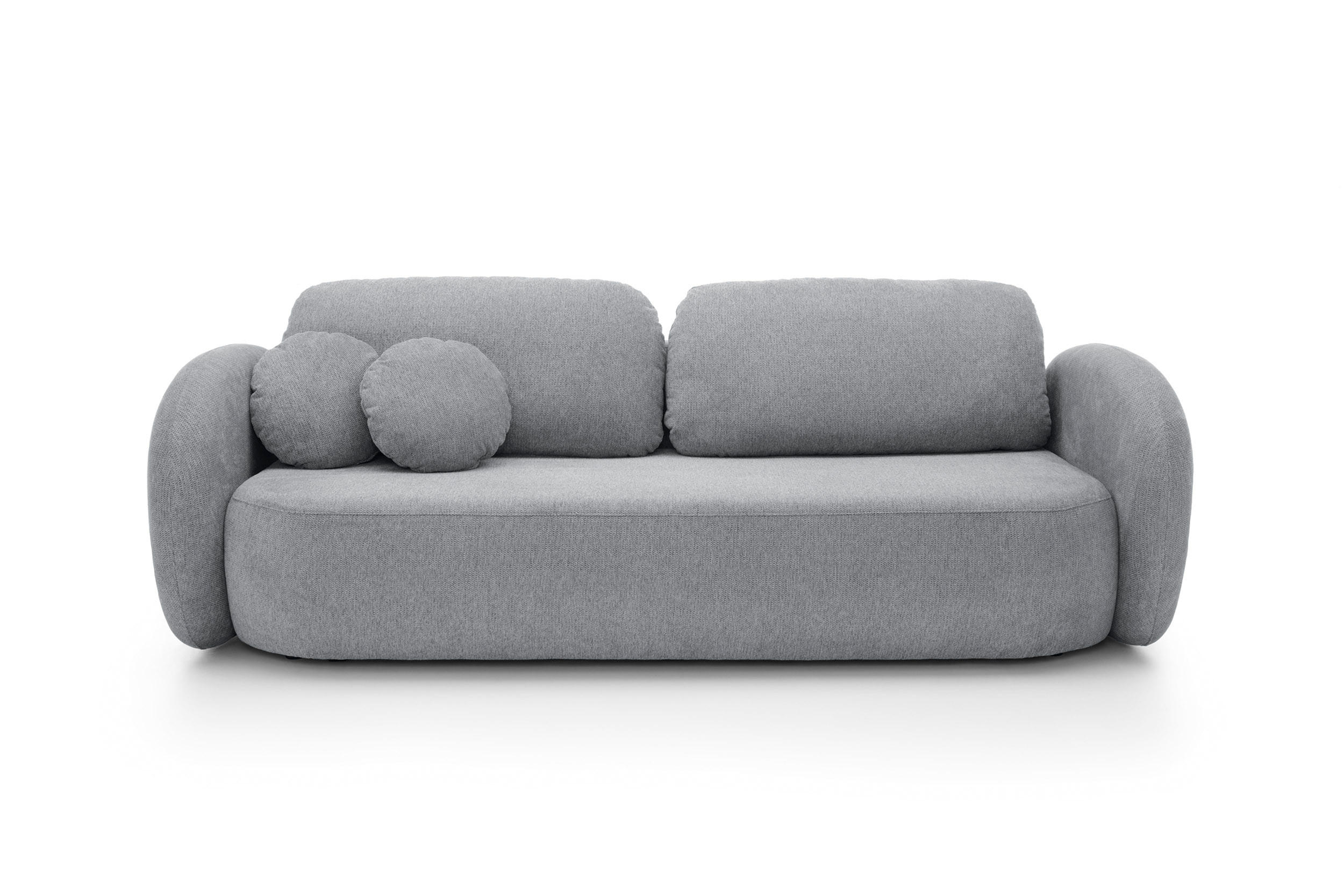SOFA OLIO Mit Schlaffunktion Und Bettkasten, Bonell-Taschenfederung, Aragon-Stoff, lose Rückenkissen, freistehend, 238x101x86 cm Grey - Grau, Holz/Textil (238/86/101cm) - DomoHome