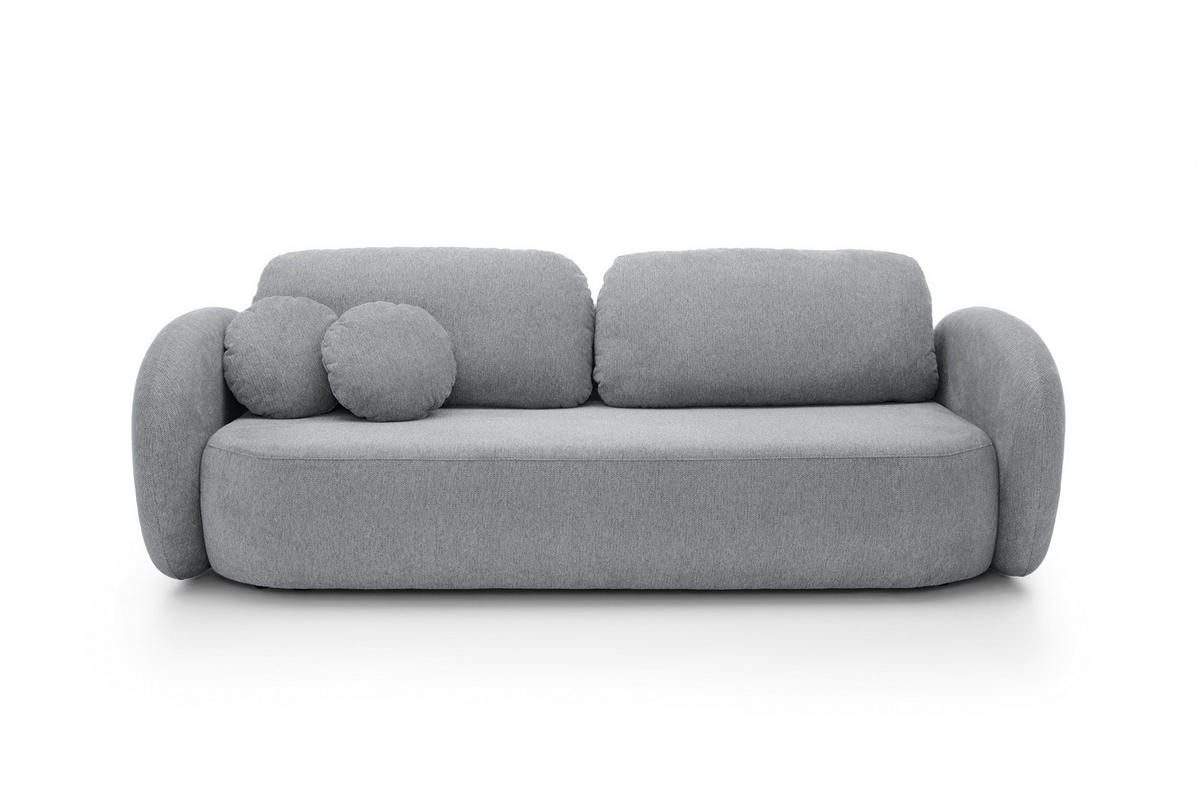 SOFA OLIO Mit Schlaffunktion Und Bettkasten, Bonell-Taschenfederung, Aragon-Stoff, lose Rückenkissen, freistehend, 238x101x86 cm Grey - Grau, Holz/Textil (238/86/101cm) - DomoHome