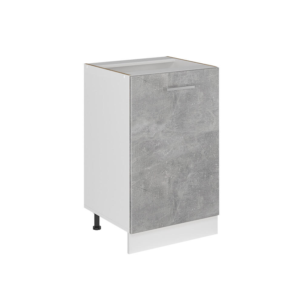 KÜCHENUNTERSCHRANK R-Line, Beton/Weiß, 50 cm ohne Arbeitsplatte - Weiß/Grau, Holzwerkstoff (50/81.6/46cm) - Vicco