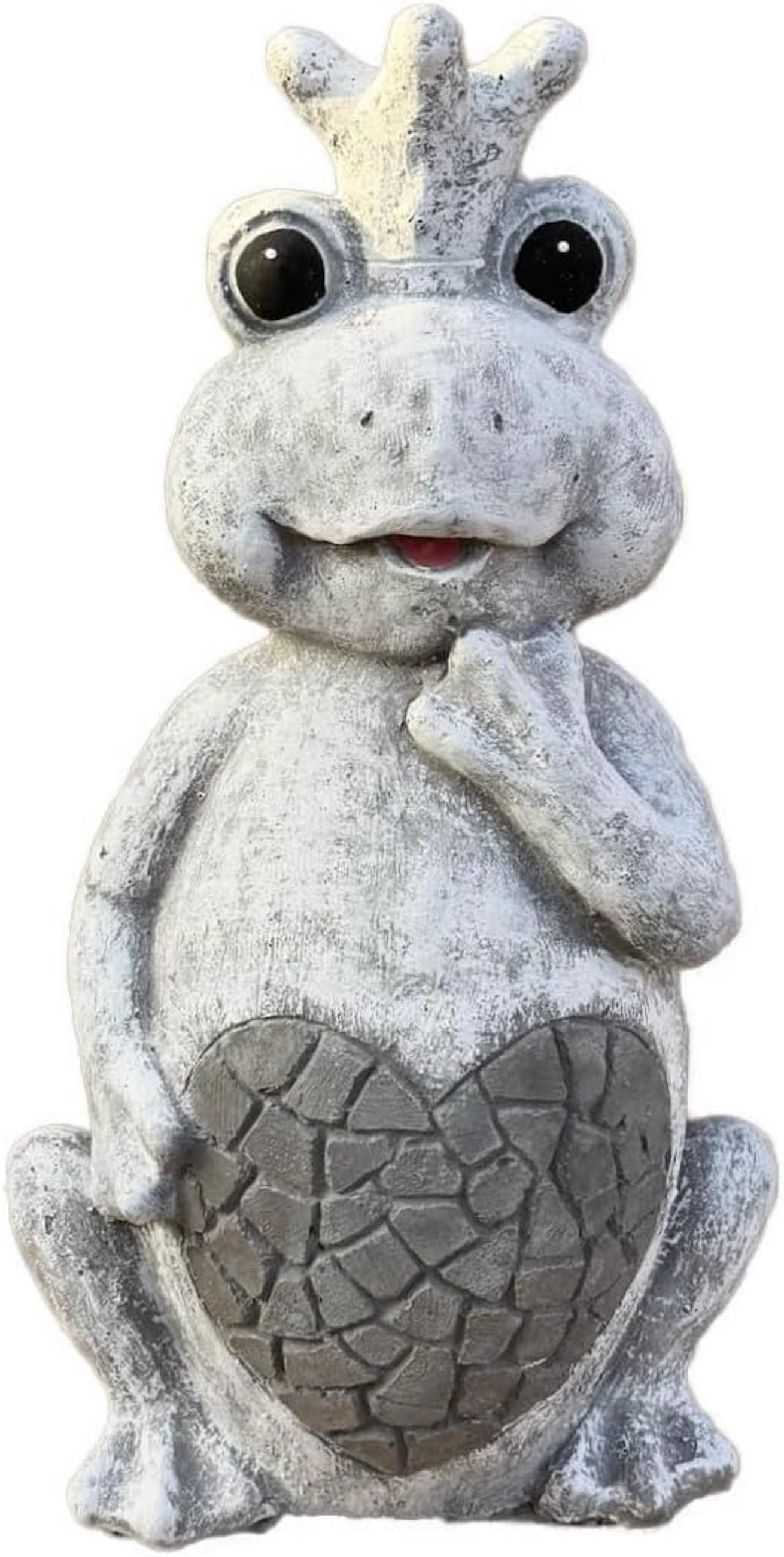 STEINFIGUR Froschkönigin mit Krone, Frostfester Steinguss - Grau, Stein (22/45/15cm) - stoneandstyle