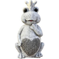 STEINFIGUR Froschkönigin mit Krone, Frostfester Steinguss - Grau, Stein (22/45/15cm) - stoneandstyle