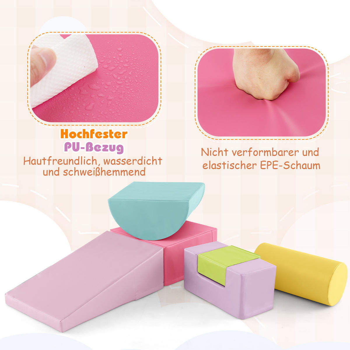 SCHAUMSTOFFBLOCK Rosa (6-teilig) - Pink, Kunststoff (40/20/40cm) - COSTWAY