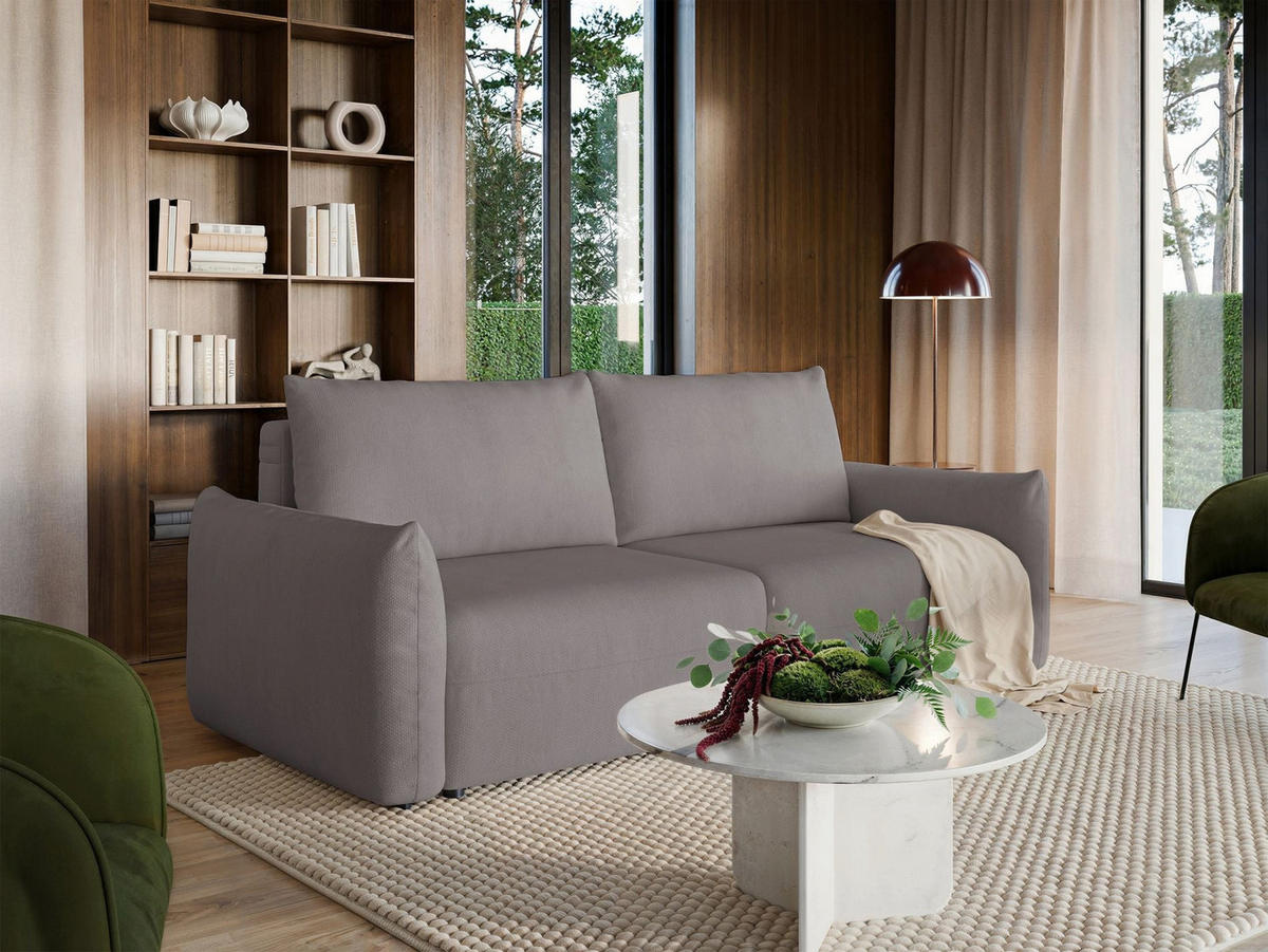 SCHLAFSOFA Theolla Greige - Taupe/Schwarz, Textil/Metall (248/97/111cm) - Selsey