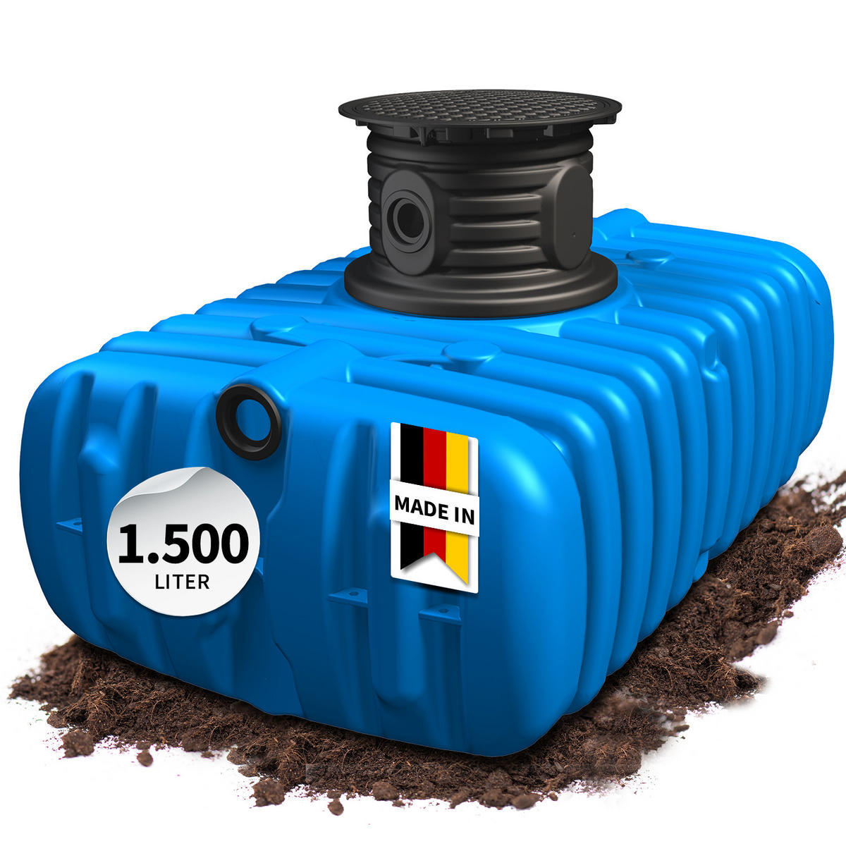 S Flachtank 1500 L inkl. Schachtverlängerung - Blau, Kunststoff (132/75/210cm) - 4rain