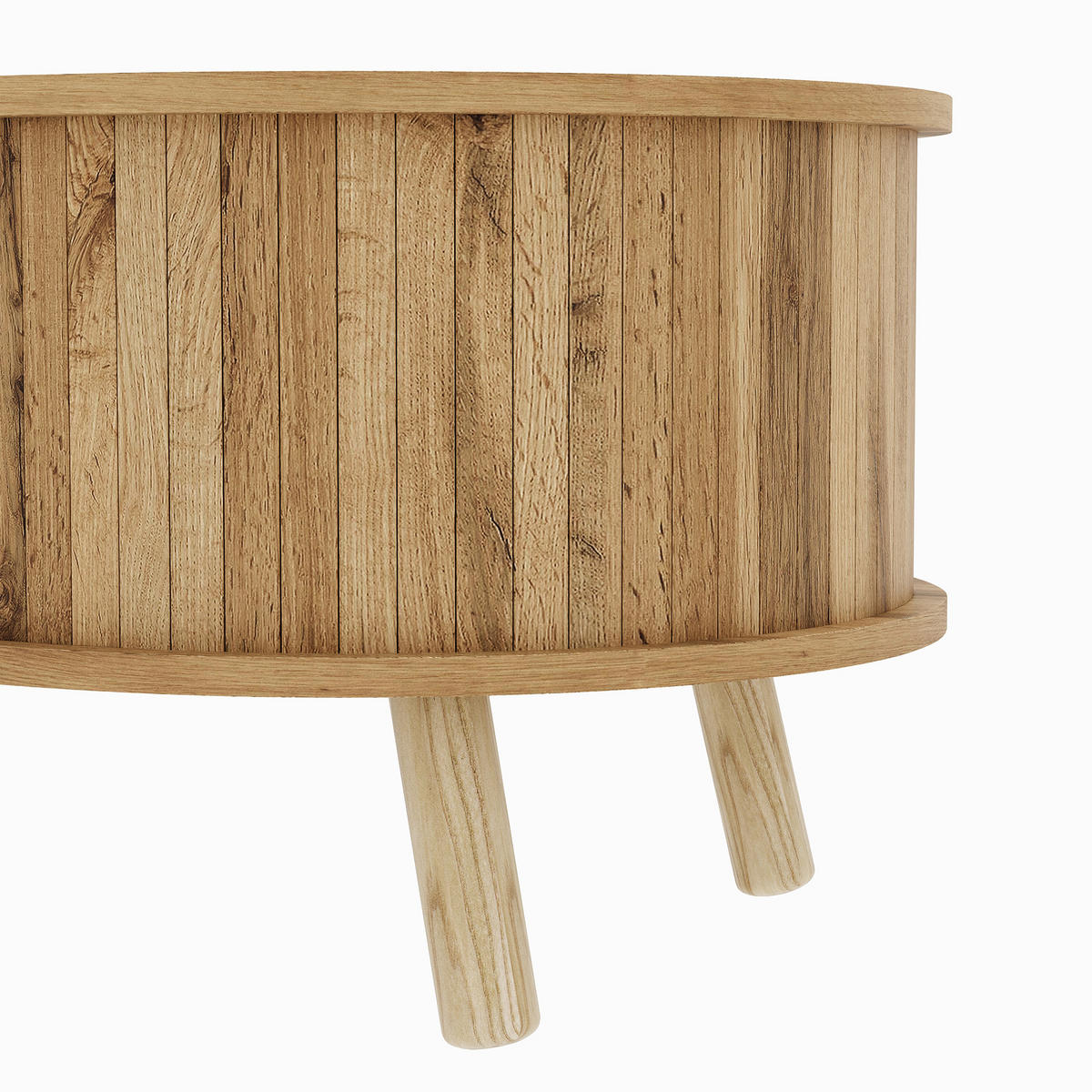 COUCHTISCH in Holzoptik Wohnzimmertisch mit Schiebetüren und Massivholzbeine, B108/T50/H37cm - Hellbraun, Holzwerkstoff (50/108/37cm) - STILVORA