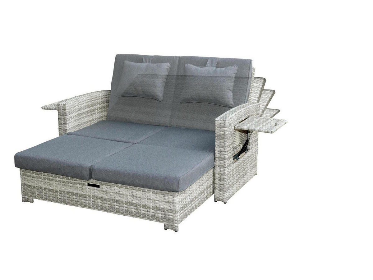 GARTEN-MULTIFUNKTIONSSOFA Begur Grau Polyrattan ausklappbar für 2 Personen - Grau, Naturmaterialien (80/86/156cm) - bellavista - Home & Garden