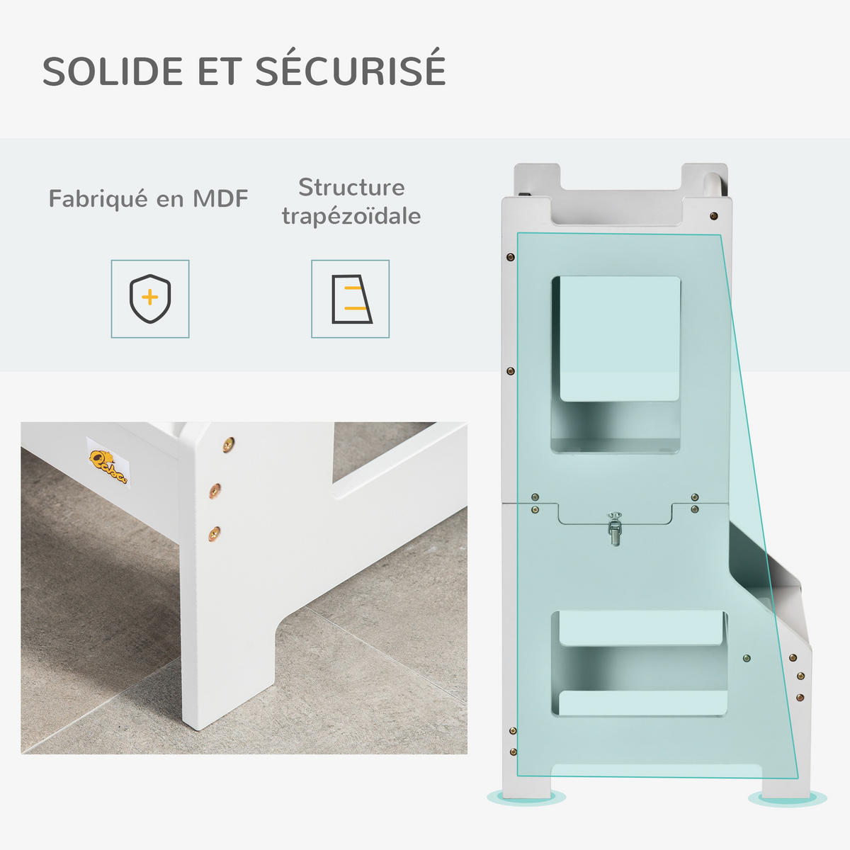 LERNTURM DE-17264 3-in-1 mit Tafel & Sicherheitsrand Grau - Grau, Holzwerkstoff (44/86/42cm) - ComfortXL
