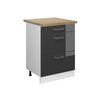 KÜCHENUNTERSCHRANK R-Line Anthrazit Hochglanz 60 cm mit Schubladen AP Eiche - Anthrazit/Weiß, Holzwerkstoff (60/81.6/60cm) - Vicco