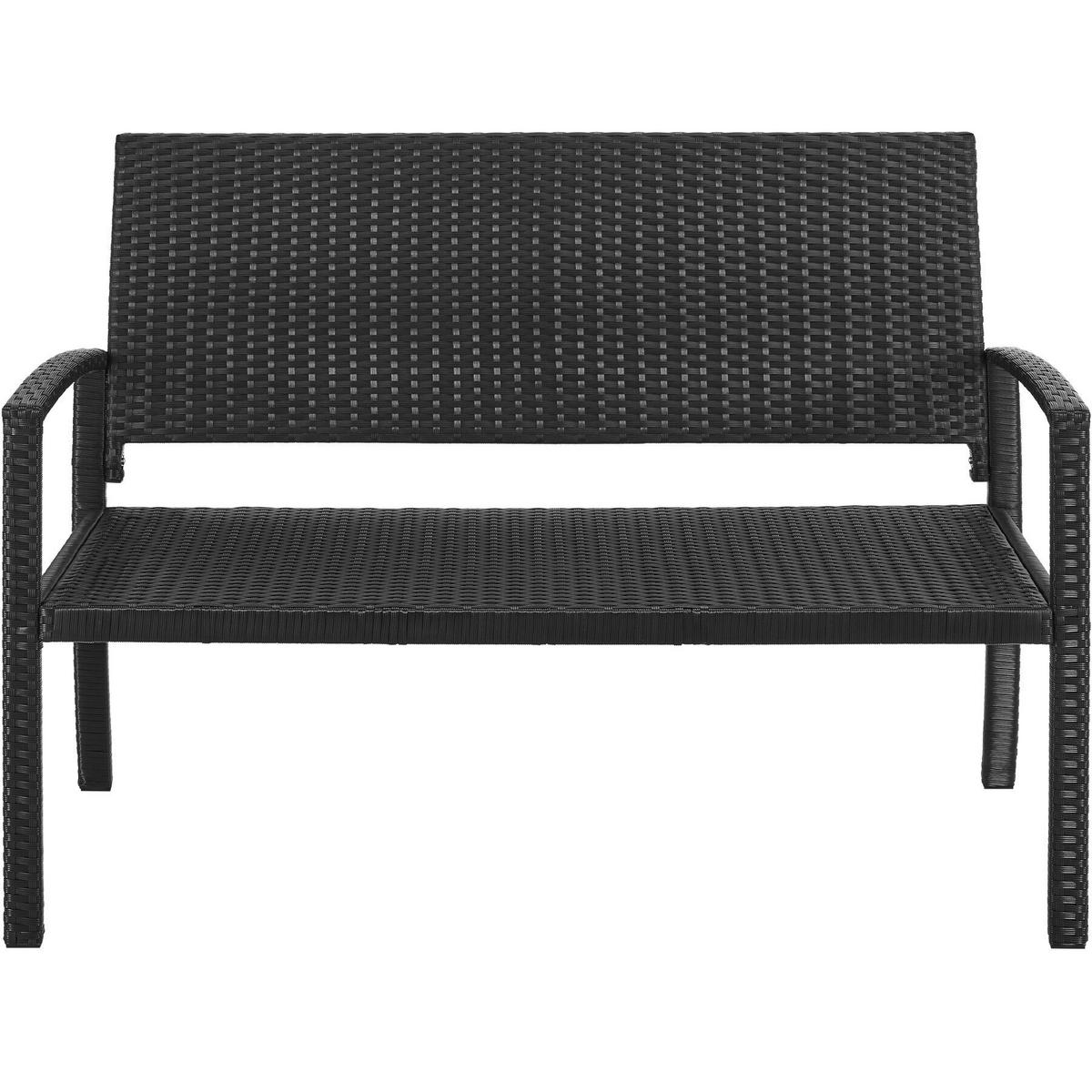 RATTAN-GARTENBANK Murat, 125 x 62,5 x 90 cm, inklusive Schutzhülle, schwarz - Schwarz, Kunststoff (125/90/62.5cm) - tectake