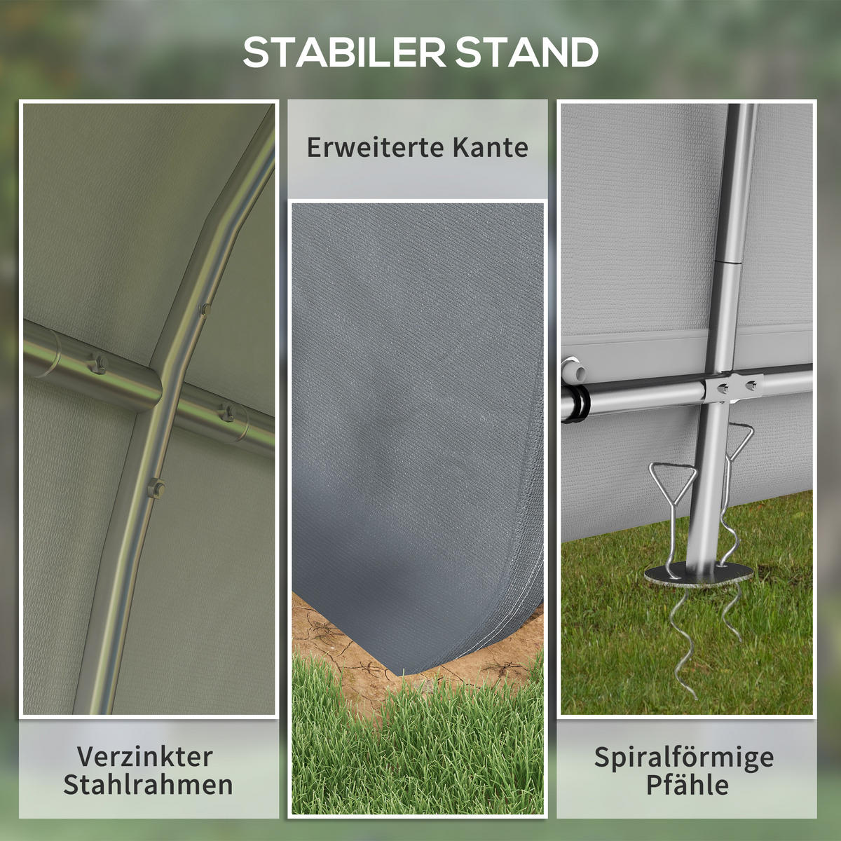 FOLIENGERÄTEHAUS, für Garten, Balkon, Stahl, PE, Grau - Grau, Metall (300/235/300cm) - Outsunny