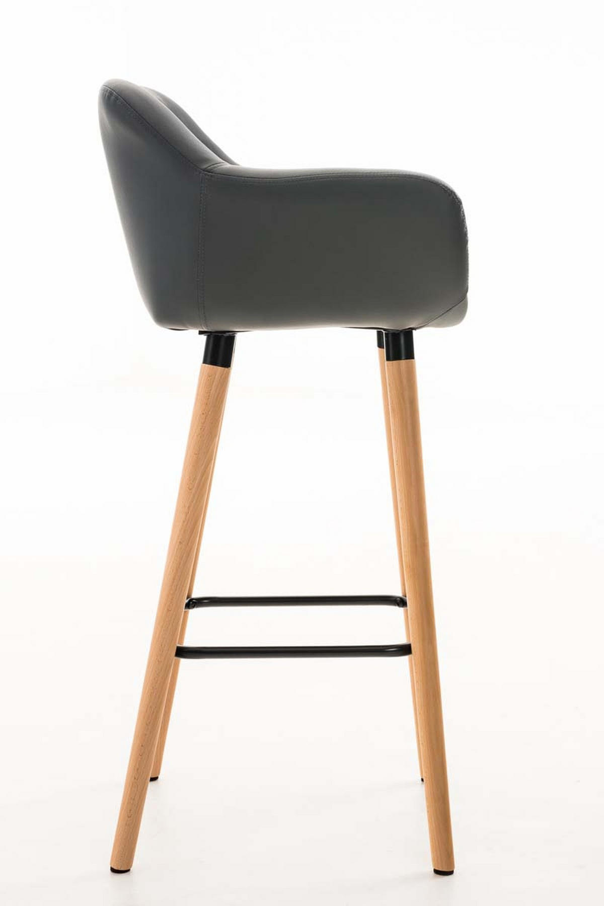 BARHOCKER Grande, 2er Set, Gestell Holz, Kunstleder Grau - Braun/Grau, Holz/Kunststoff (55/99/46cm) - TPFLiving