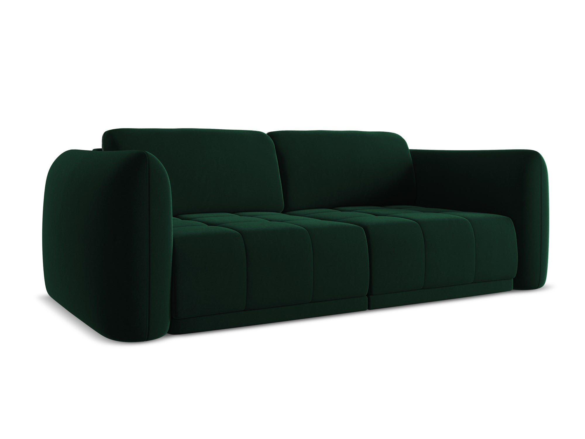 3-SITZER SOFA Samt Stoff Grün - Dunkelgrün/Schwarz, Kunststoff/Textil (210/74/105cm) - Makamii