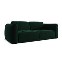 3-SITZER SOFA Samt Stoff Grün - Dunkelgrün/Schwarz, Kunststoff/Textil (210/74/105cm) - Makamii