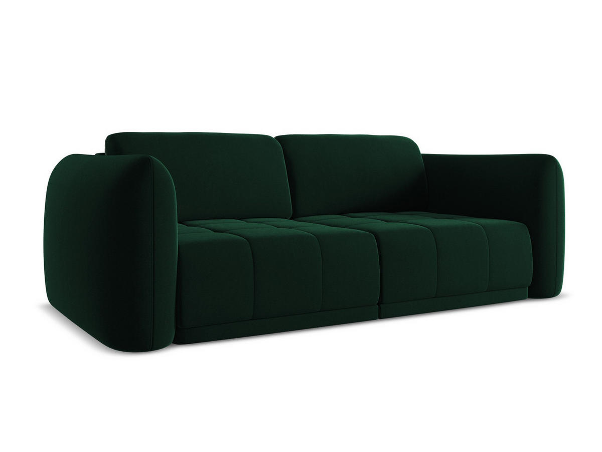 3-SITZER SOFA Samt Stoff Grün - Dunkelgrün/Schwarz, Kunststoff/Textil (210/74/105cm) - Makamii