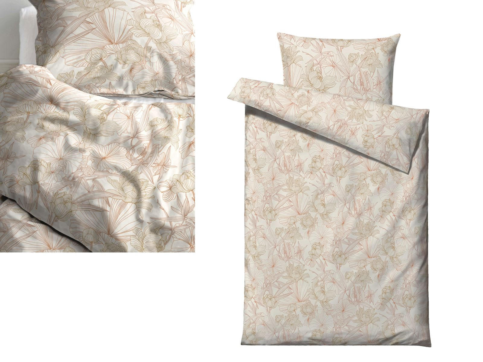 BETTWÄSCHE Foliage beige 135/200 cm Baumwolle - Beige, Textil (135/200cm) - Södahl