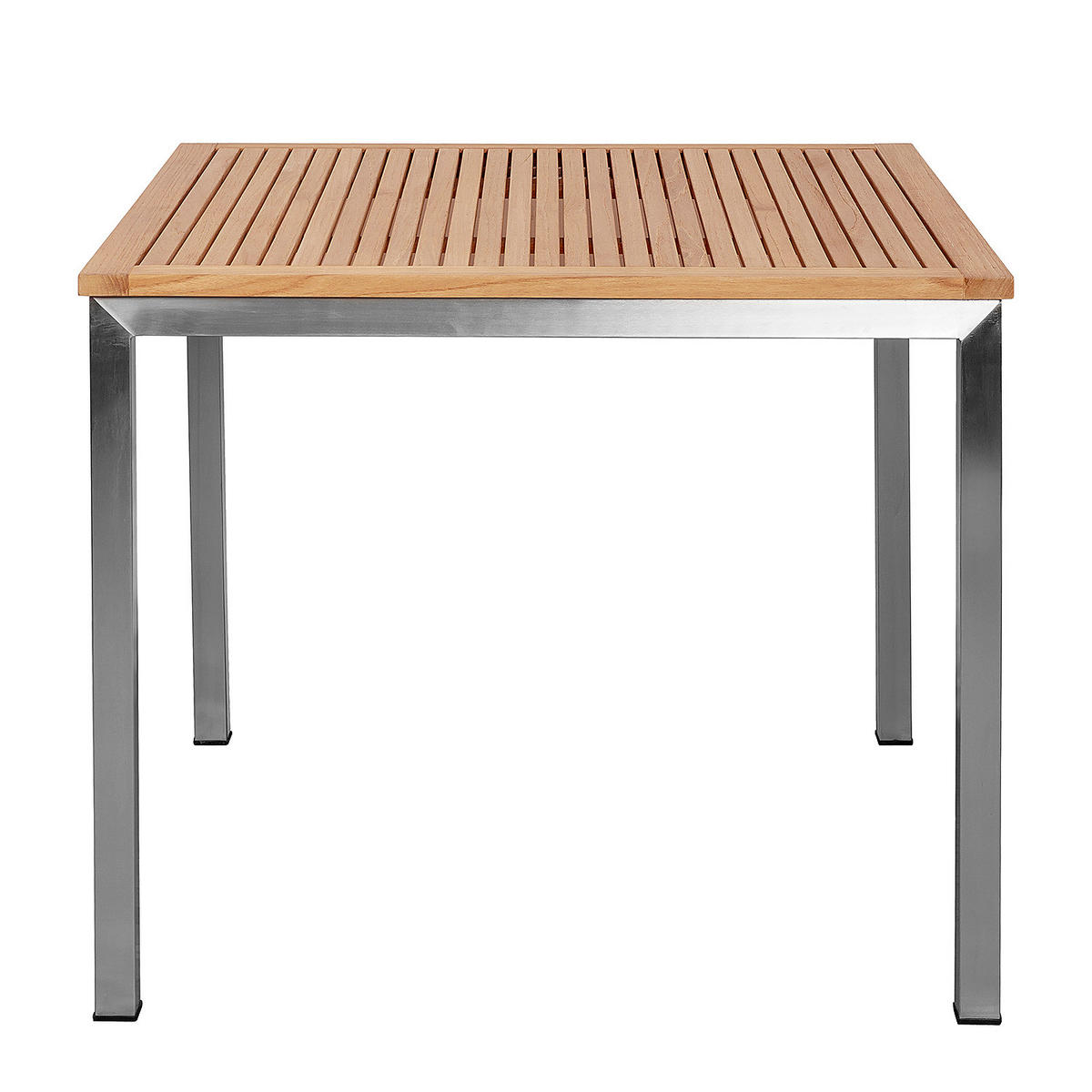GARTENTISCH - Teak massiv / Edelstahl - Silberfarben/Braun, Holz/Metall (90/90/75cm) - home24