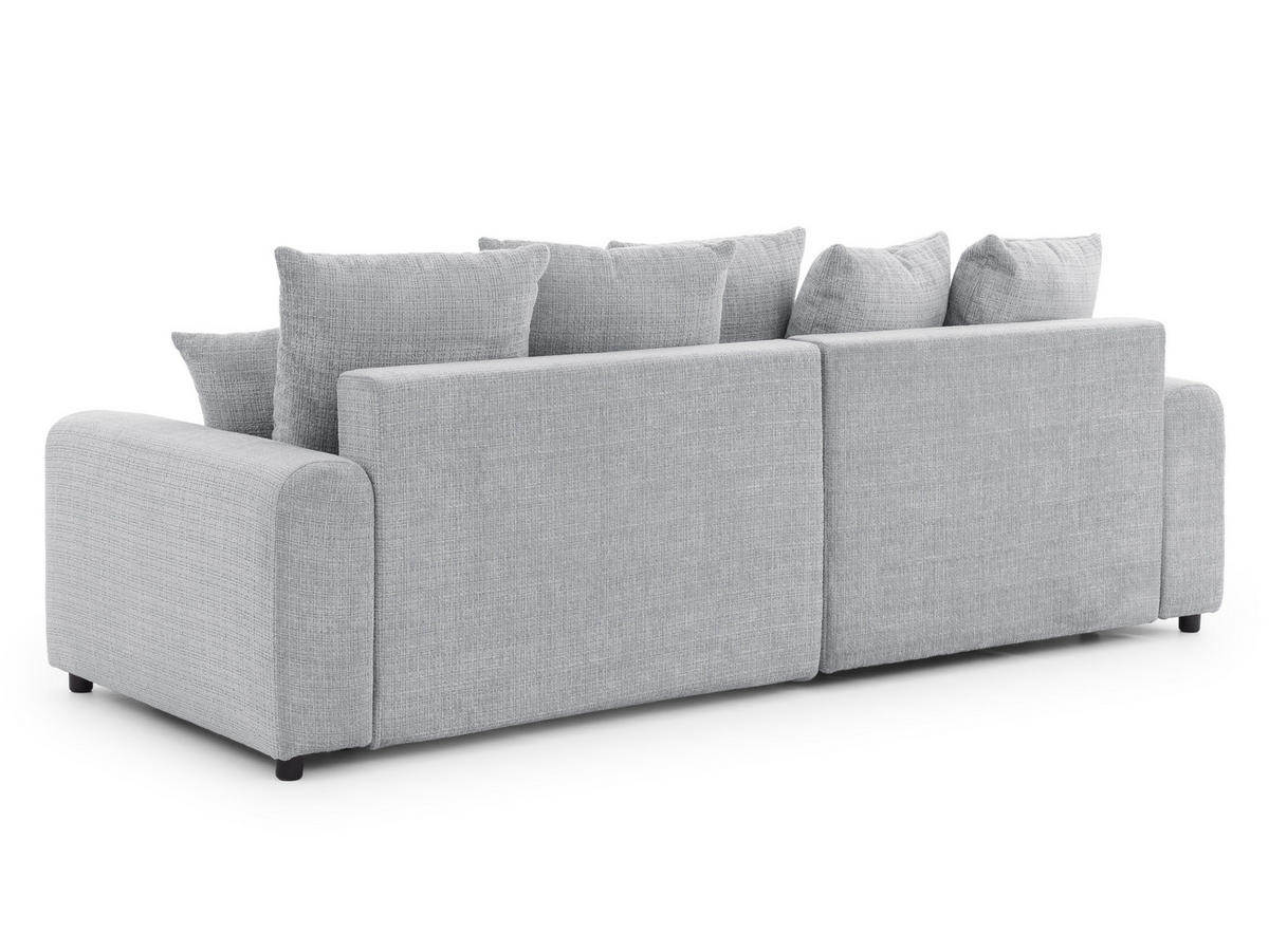 ECKSOFA Calma mit Schlaffunktion und Bettkasten im Bumpy-Design aus weichem Hellgrau Chenille-Stoff - Ottomane links - Beige/Hellgrau, Holz/Kunststoff (140/239cm) - S-Style Möbel