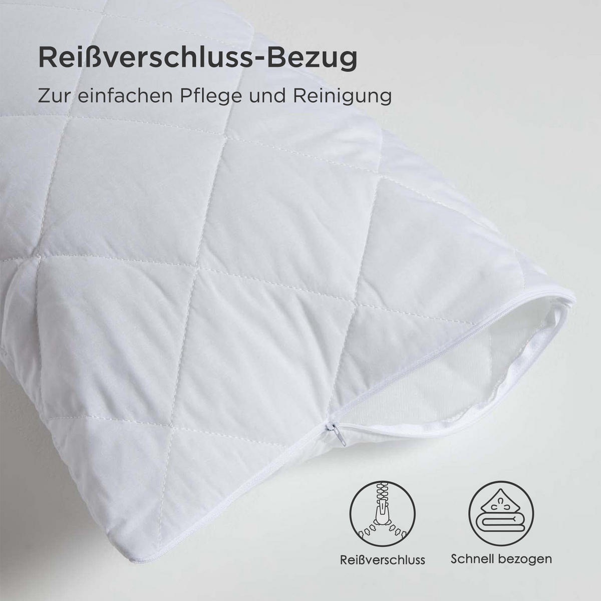 SEITENSCHLÄFERKISSEN-SCHONBEZUG gesteppt, 50/140 cm - Weiß, Textil (50/140cm) - Homescapes