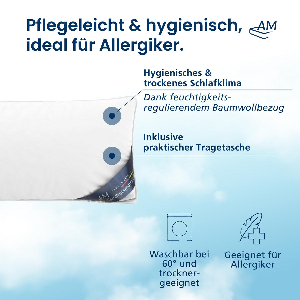 KOPFKISSEN Sensofill 40/80 cm - Weiß, Textil (40/35cm) - AM Qualitätsmatratzen