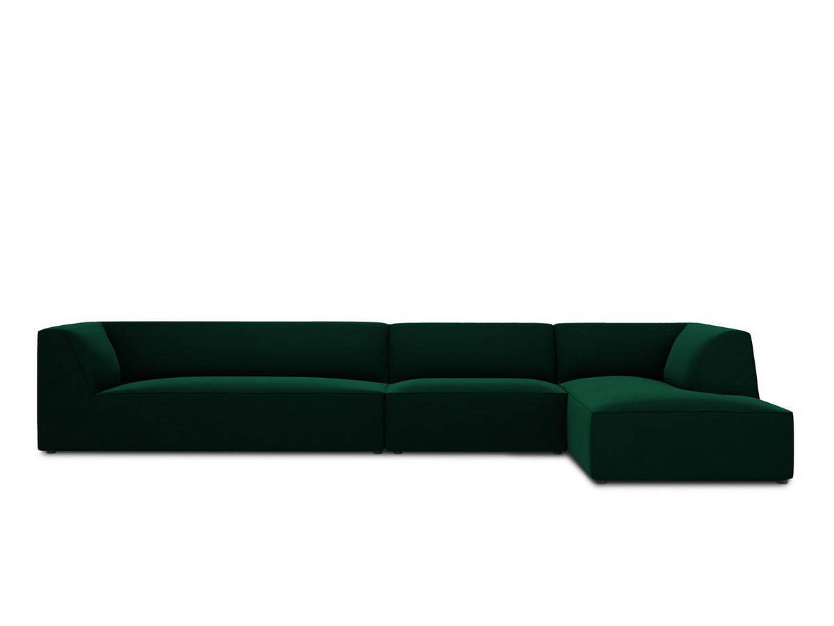 ECKSOFA rechts Ruby aus Samt flaschengrün 5 Sitzplätze - Dunkelgrün, Textil (180/366cm) - Micadoni