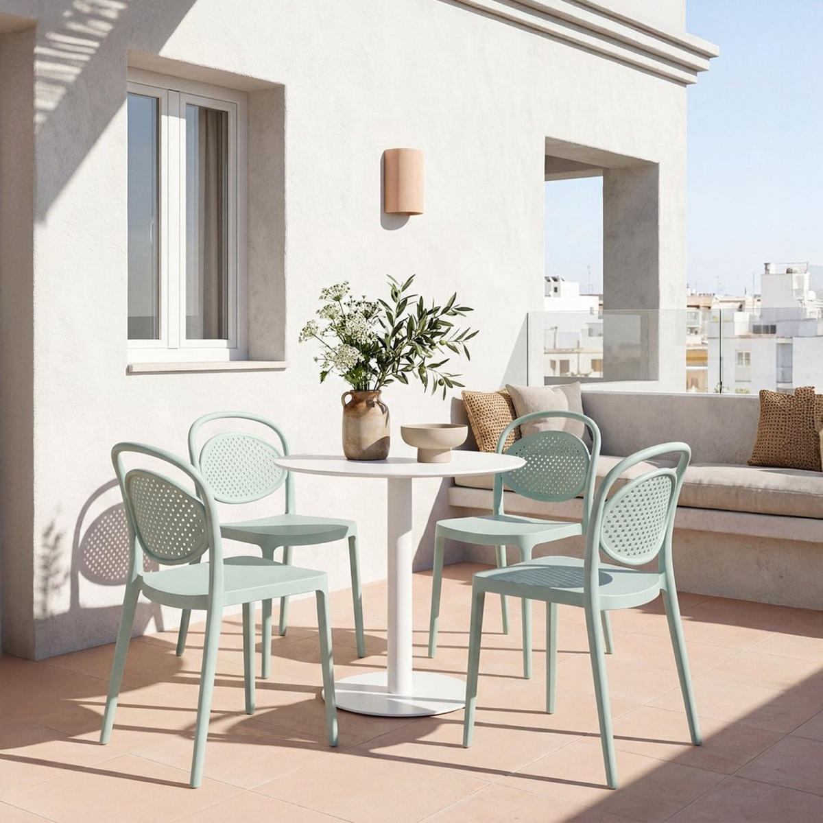 STUHL FÜR DRAUSSEN Kira Grün 43 cm x 80 cm - Grün, Kunststoff (43/80/53cm) - Klast Home