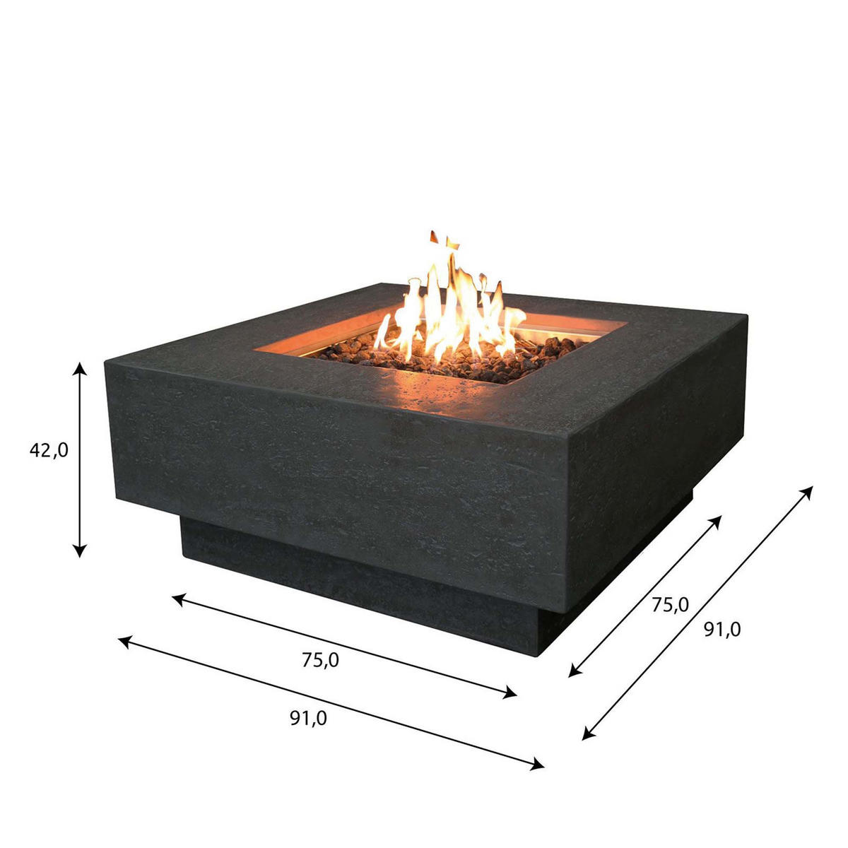 FEUERSTELLE Manhattan in Beton-Optik dunkelgrau aus Faserbeton - Dunkelgrau, Stein (98/46/98cm) - Elementi