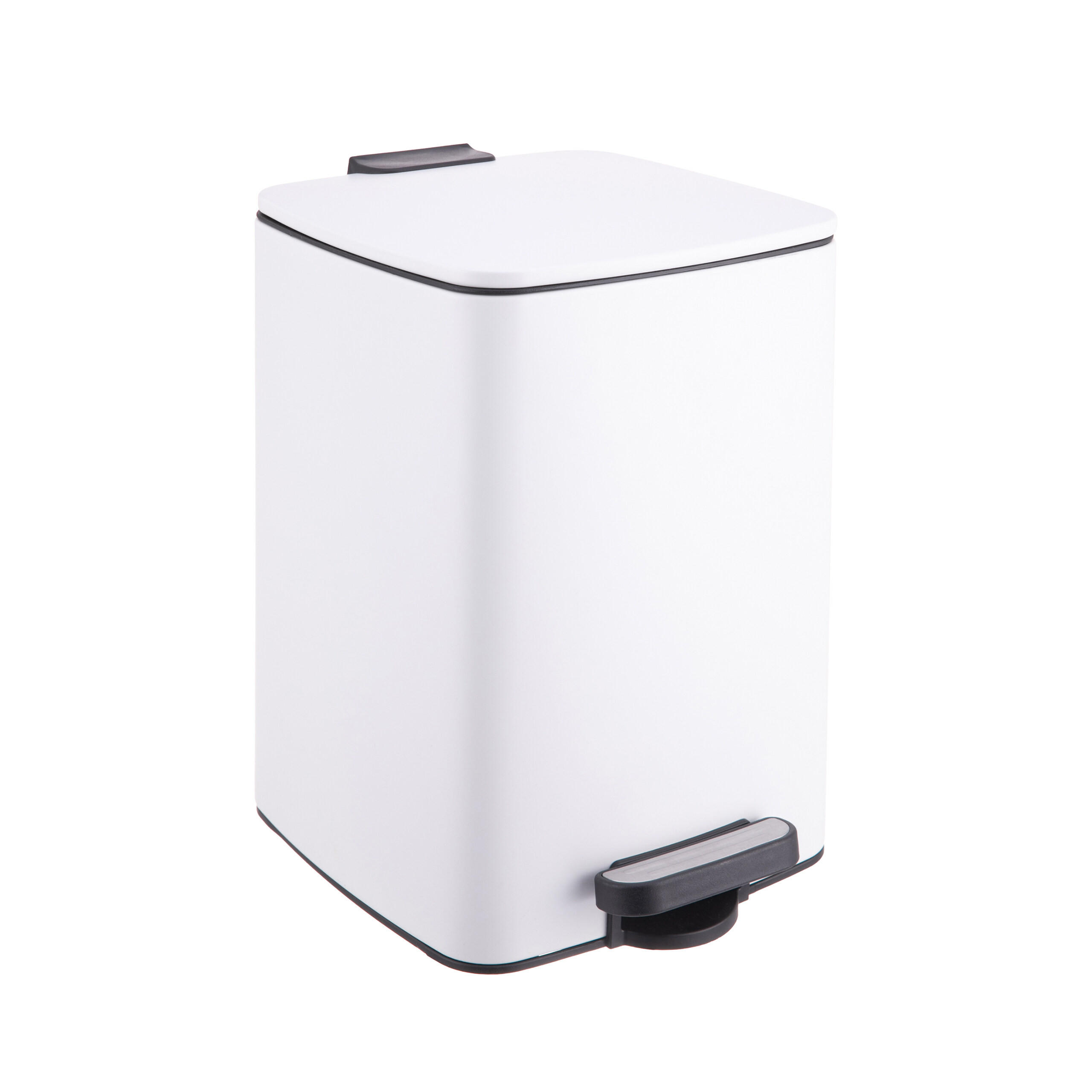 Relaxdays KOŠ Bílý odpadkový s pedálem Softclose 12 l
