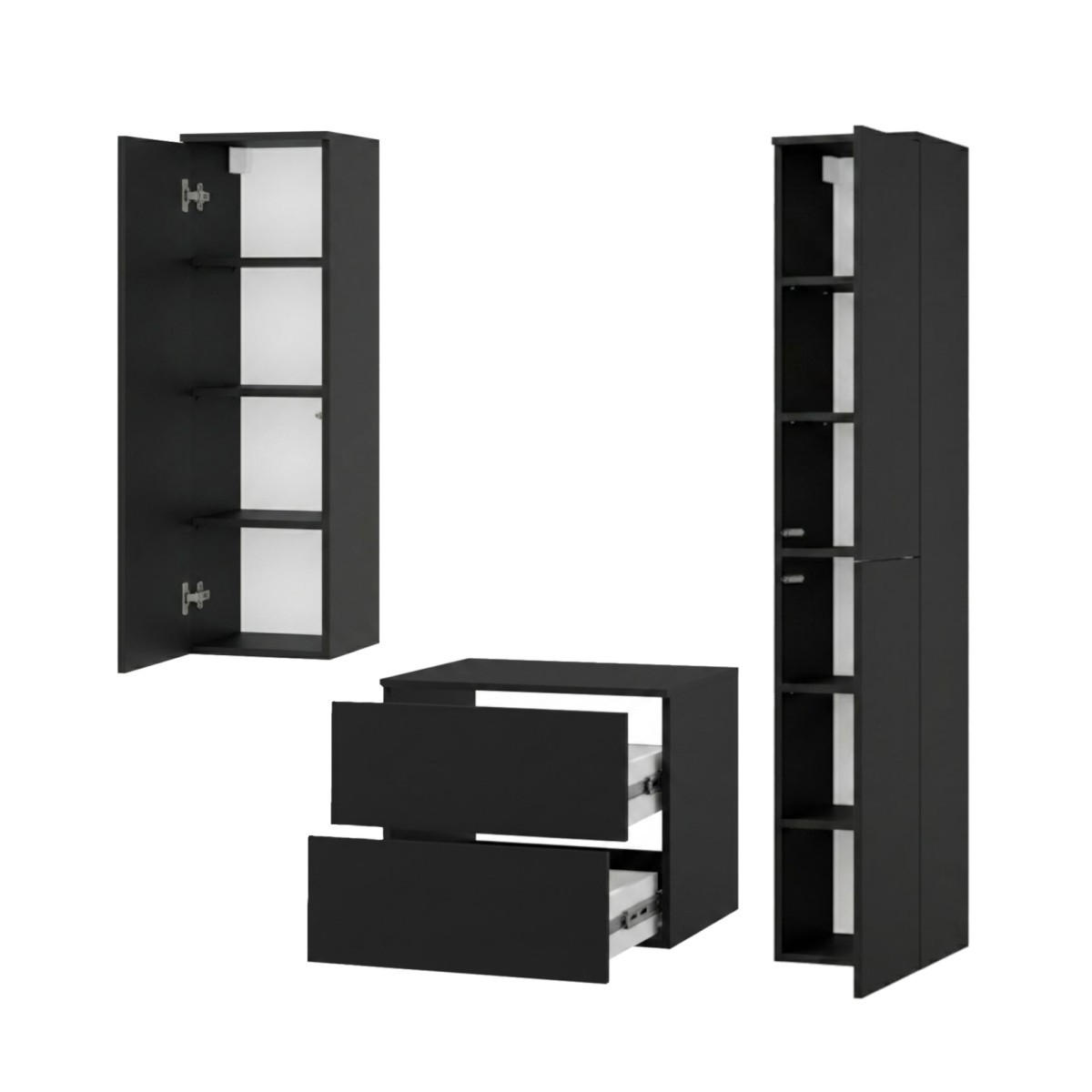 BADMÖBEL-SET Color Schwarz 3-Teilig (2S 60 + 1D 100 + 2D 160) - Schwarz, Holzwerkstoff (120/160/45cm) - mzm24