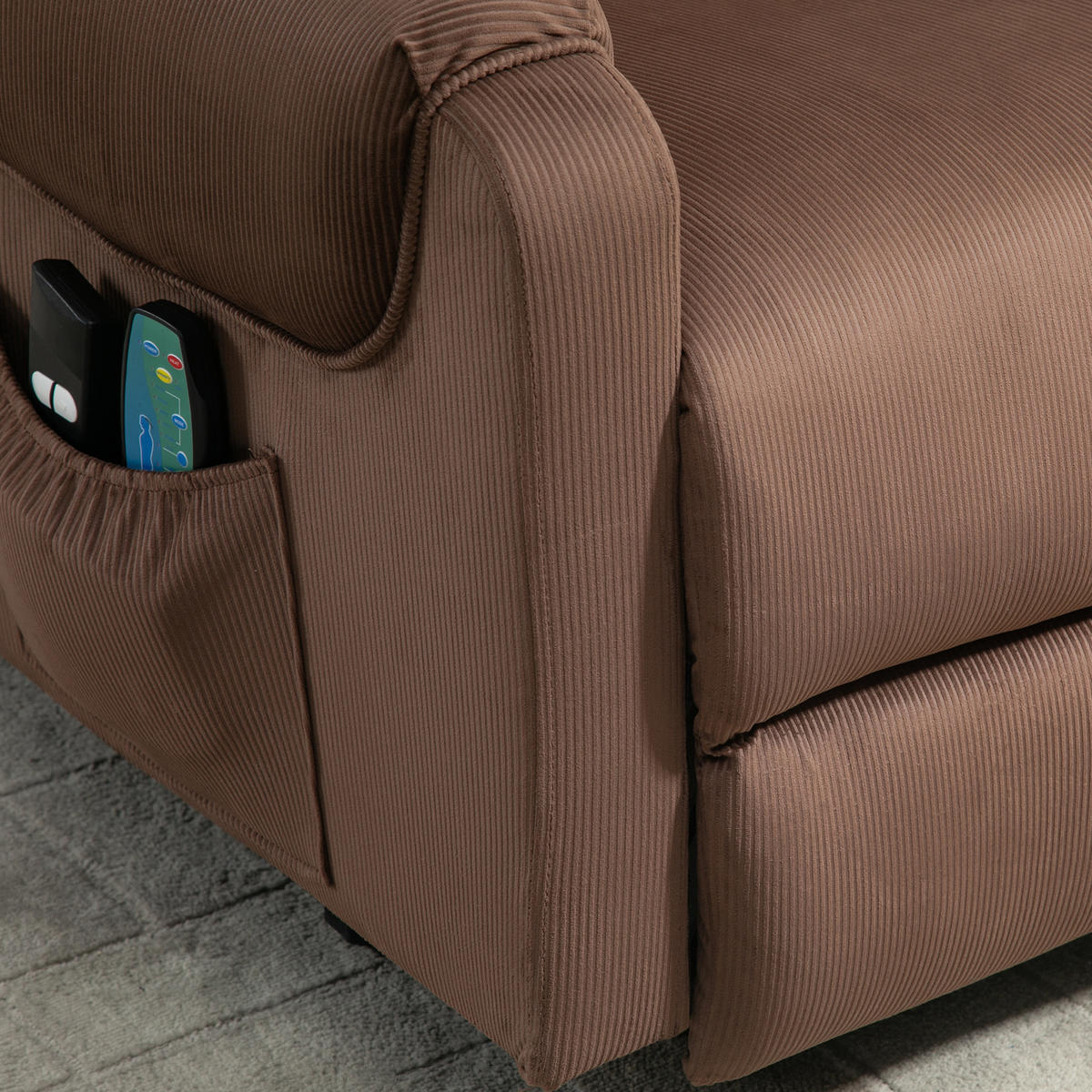 MASSAGESESSEL DE-06398 Mit Aufstehilfe, elektrisch, Massage & Wärme, 150° neigbar Braun - Braun, Textil/Metall (83/110/93cm) - ComfortXL