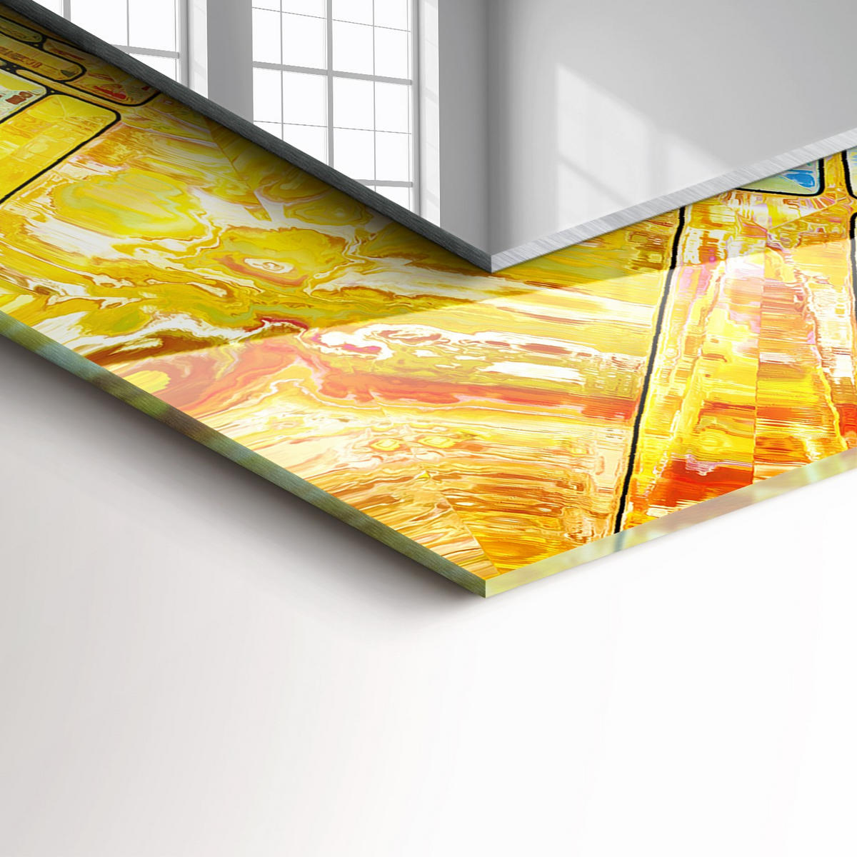 SPIEGEL 80 x 60 cm Rechteckig mit Aufdruck - Gelb, Glas (80/60/0.4cm) - TULUP