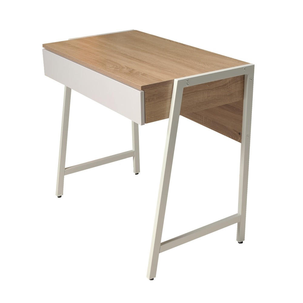 SCHREIBTISCH POLLUX / Gebleichte Eiche Dekor und Weiß - Multicolor/Weiß, Holzwerkstoff/Metall (84/48/76cm) - Weber Industries