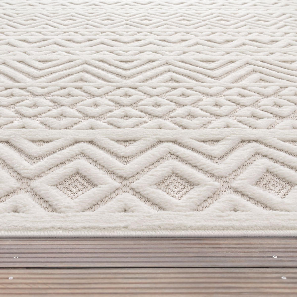 TEPPICH Kurzflor Struktur Wohnzimmer schmutzabweisend Creme Rund 160D - Beige, Textil (160/160cm) - KADIMA DESIGN
