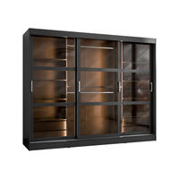 KLEIDERSCHRANK Norlio 250 mit LED Beleuchtung - Silberfarben/Schwarz, Holzwerkstoff/Kunststoff (250/203/65cm) - MIRJAN24