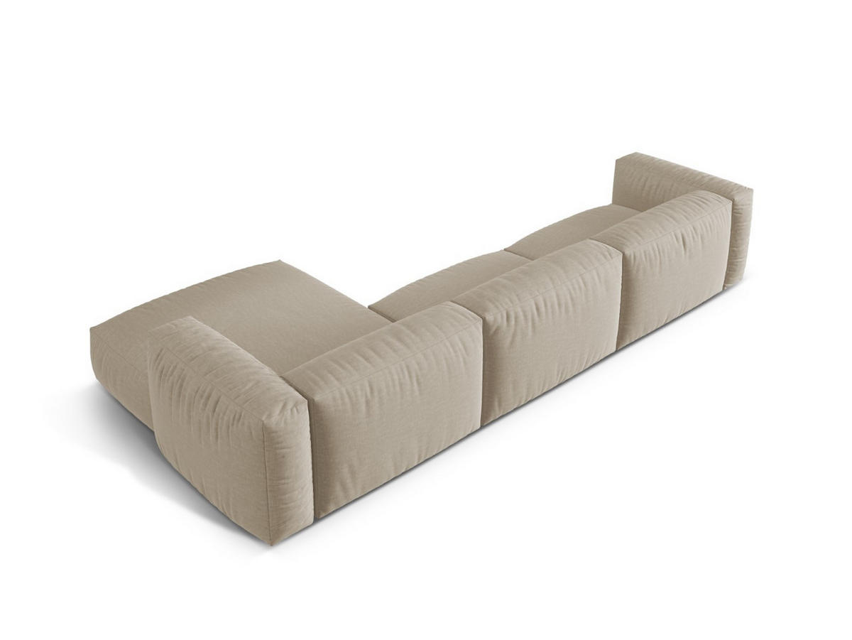 ECKSOFA modular rechts Martina aus strukturiertem Stoff leichtes beige 3 Sitzplätze - Creme, Textil (176/332cm) - Micadoni