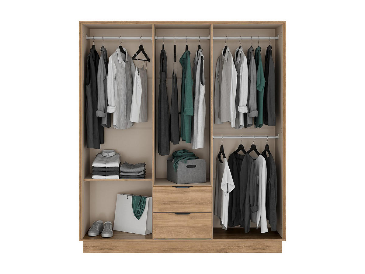 KLEIDERSCHRANK - 162 cmcm x 46.5 cmcm - Holz, Platte - Naturfarben Hell - FEOVA - Naturfarben, Holz (162/182/46.5cm) - Vente-Unique