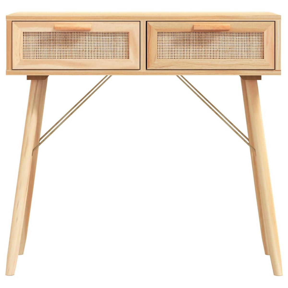 KONSOLENTISCH Braun 80x30x75 cm Massivholz Kiefer Natur-Rattan - Braun, Holz (80/30/75cm)