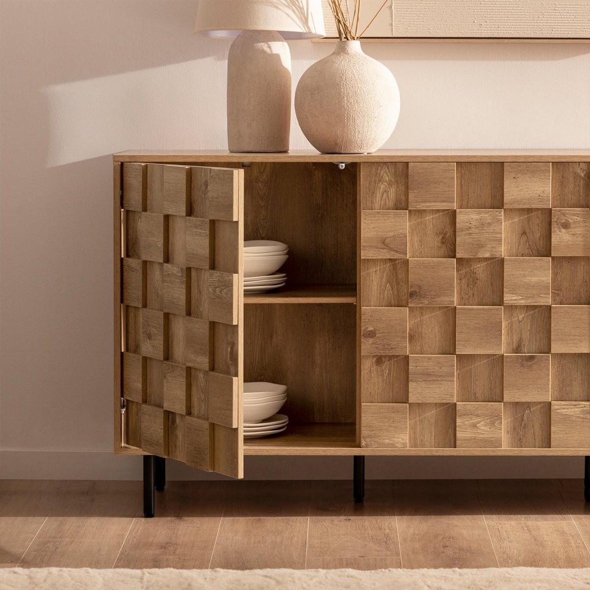 SIDEBOARD GROSSES Ivar Natürlich 160 cm x 80 cm - Naturfarben, Holzwerkstoff (160/80/40cm) - Klast Home