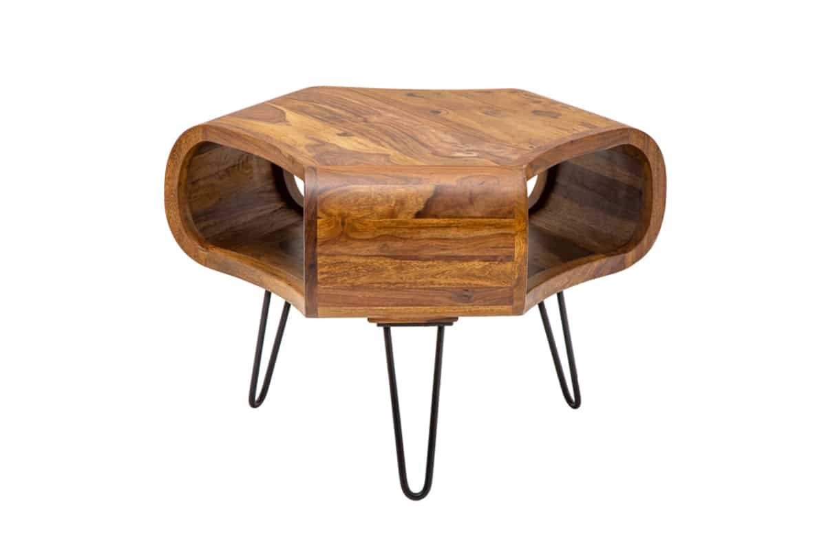 COUCHTISCH ORGANIC LIVING Sheesham rechteckig Natur, Schwarz 70cm - Schwarz/Braun, Holz/Metall (56/70/46cm) - riess-ambiente