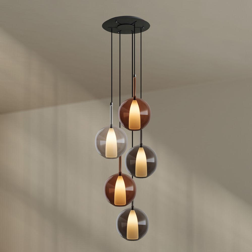 GALERIELEUCHTE Belluna 5-flammig Mehrfarbig Ø 24cm - Multicolor, Glas (24/24/45cm) - s.luce