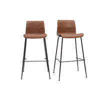 BARHOCKER Antik-Look Braun Schwarzes Metall H75 cm 2er-Set HAROLD - Braun, Textil (51/99.5/50.5cm) - Miliboo