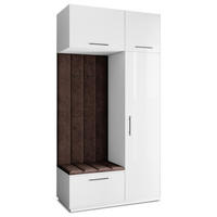 GARDEROBENSCHRANK REMA 120/240/60 cm Modern Garderobe-Set Weiß - Weiß/Braun, Holzwerkstoff (120/240/60cm) - MASSENO